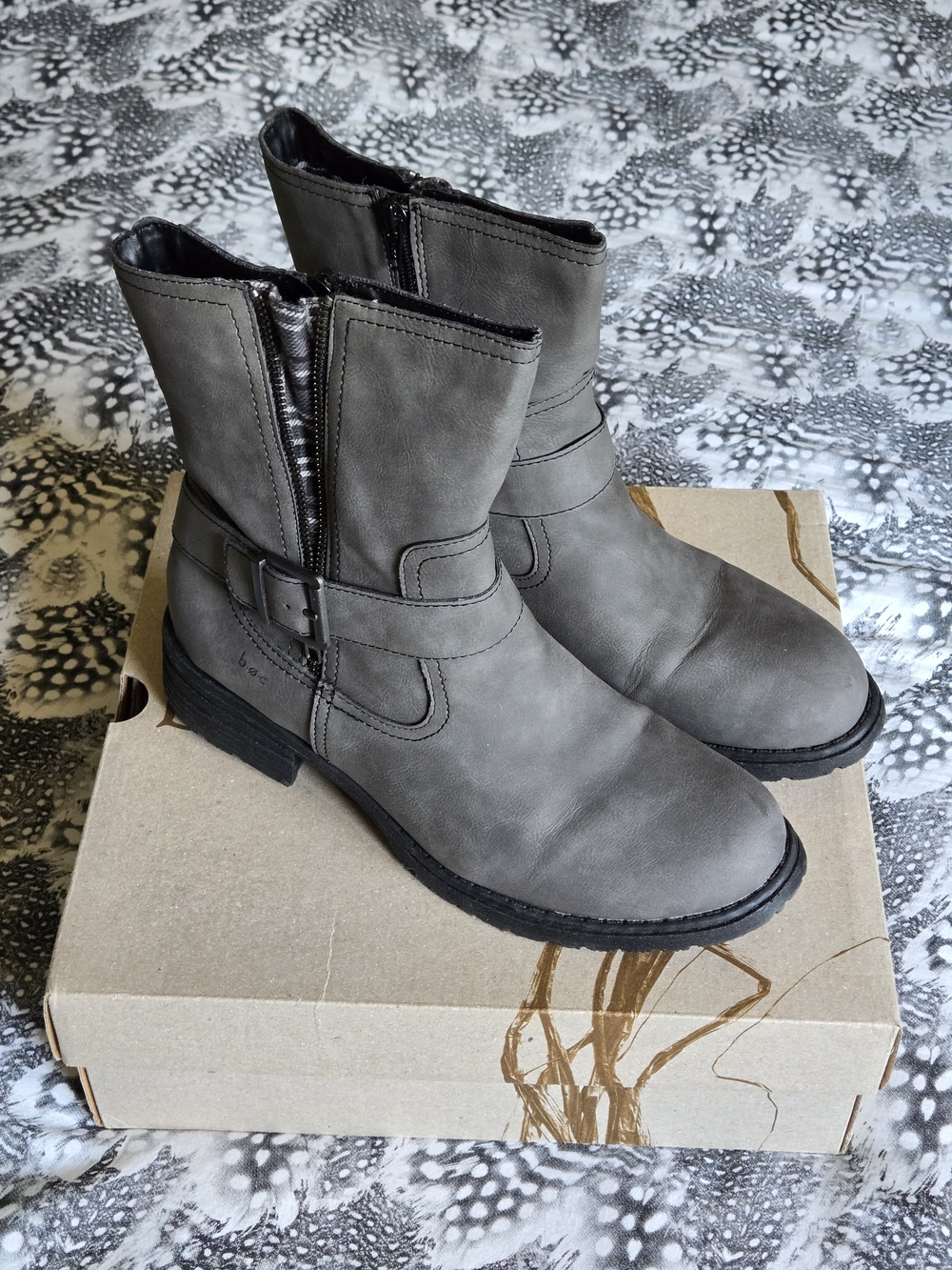 B.O.C. Levanzo Women's Grey Side Zip Moto Boot Size 11
